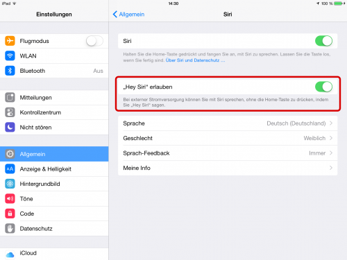 ipad ios siri hotword einsellungen