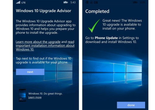 Windows 10 (Mobile) Upgrade Advisor App