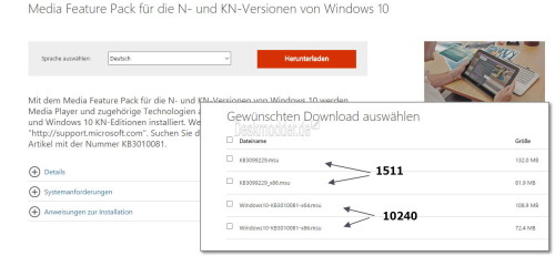 Media Feature Pack Windows 10- 1511