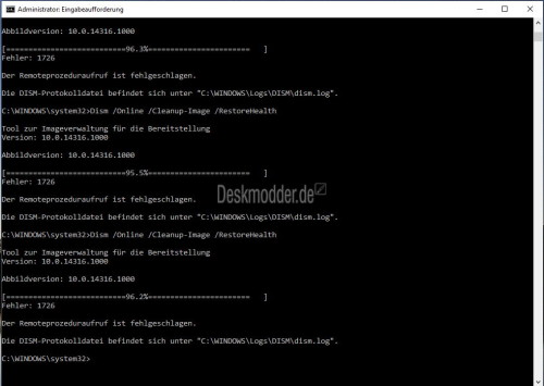 dism RestoreHealth Fehler 1726 Windows 10 14316-1