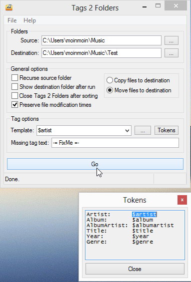 Tags 2 Folder: Musik sortieren nach den eigegebenen Tags