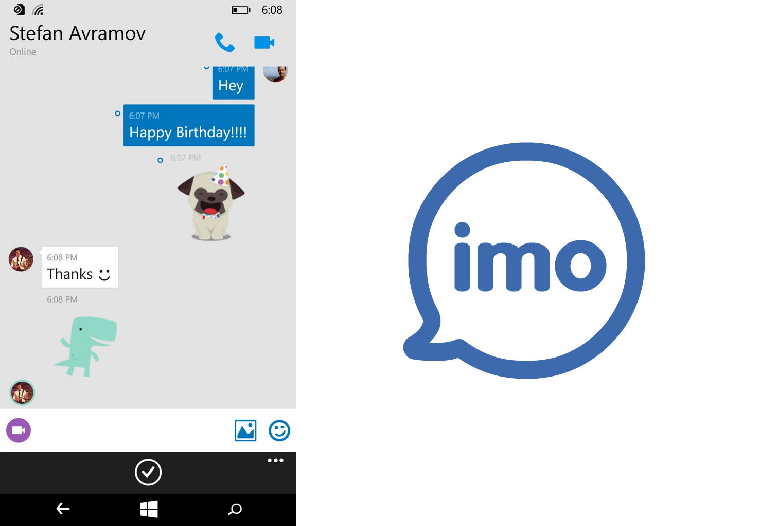 ... free video calls and text“-Chat-App für Windows 10 Mobile und WP 8