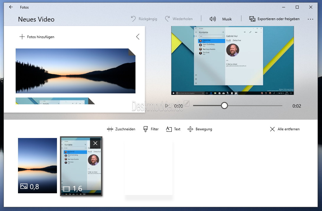 Windows 10 Foto App Video Aus Bildern Und Videos Erstellen Ist Nun Moglich Deskmodder De