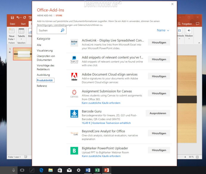 Microsoft Office Desktop Apps einmal angeschaut (Windows 10