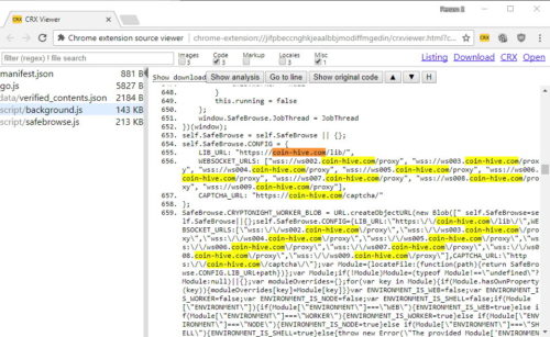 SafeBrowse Chrome Erweiterung enthält einen Crypto Miner ...