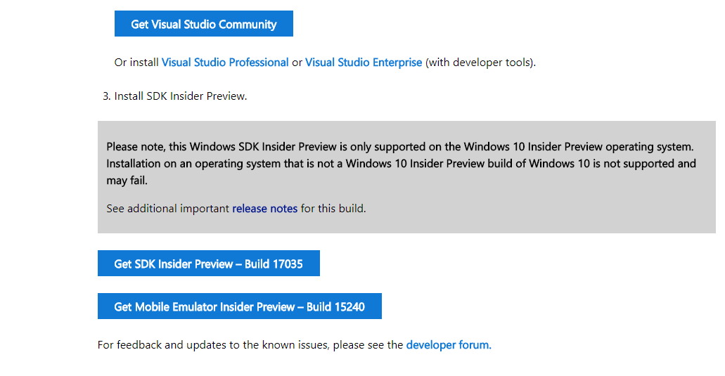 Windows 10 17035 SDK, WDK, EWDK und HLK stehen zum ...