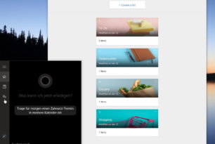 Cortana Notizbuch (ToDo Liste) funktioniert nun in der Windows 10 1803 17074