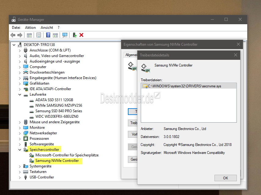 what file is standard nvm express controller driver