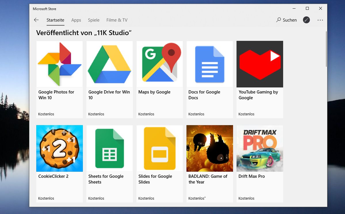 Google Drive Docs Photos Apps im Microsoft Store für 