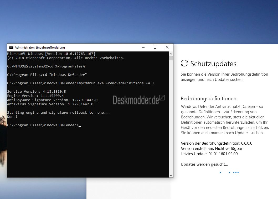 Windows Defender Wird Nicht Aktualisiert Workaround Deskmodder De