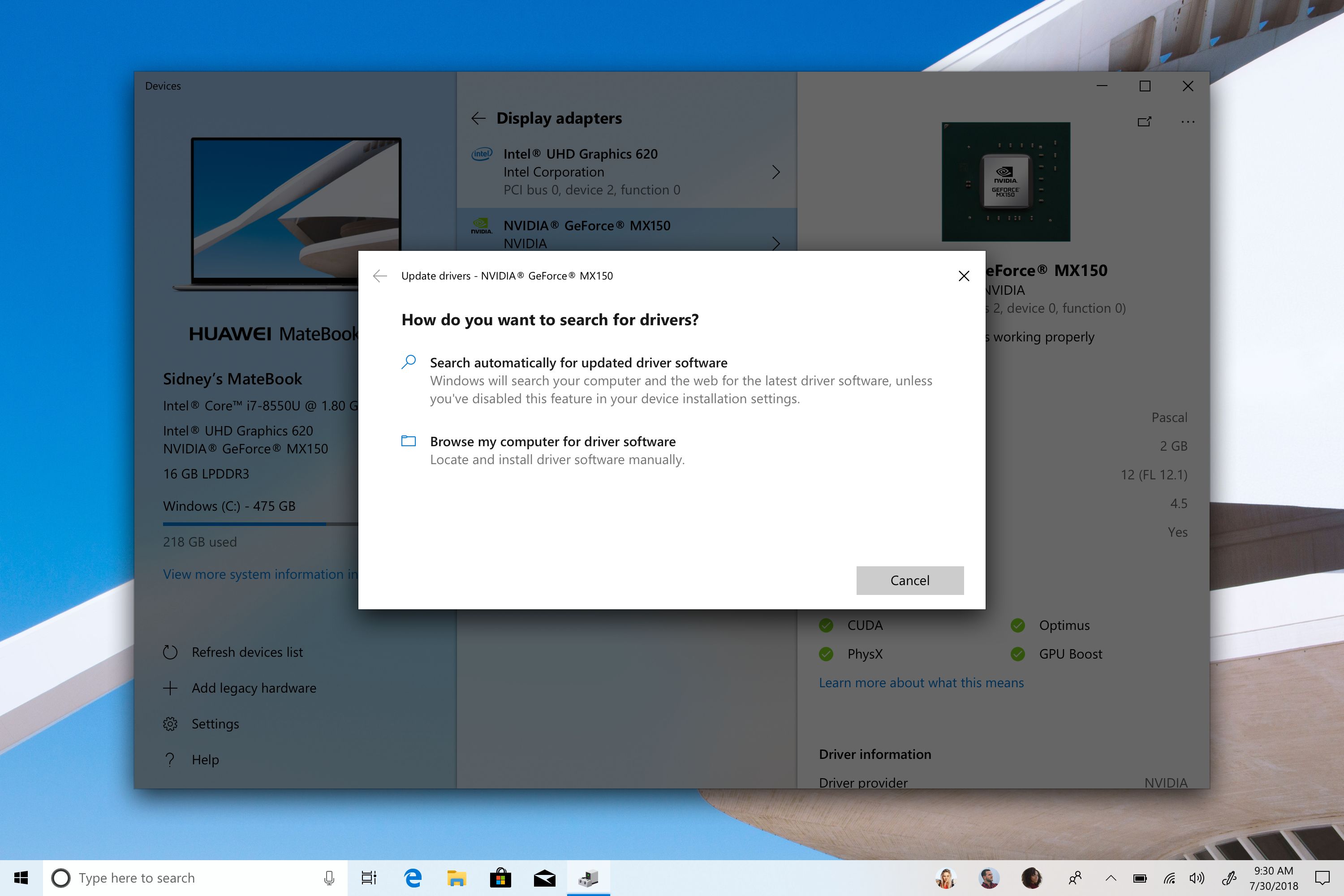 Windows 10 GeräteManager als Konzept von Michael West