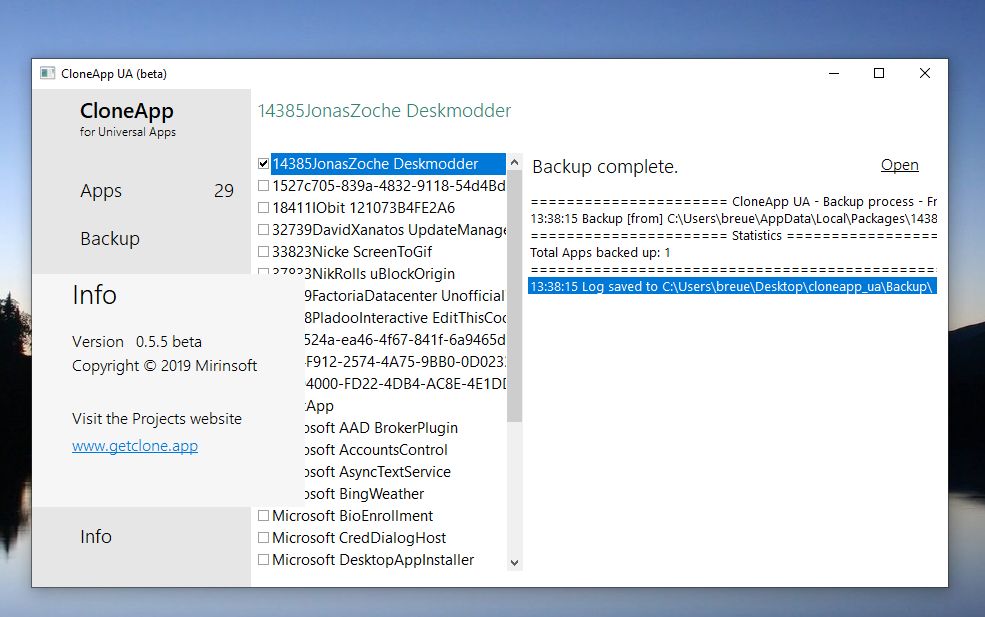 Cloneapp Ua Backup Von Windows 10 Apps Erstellen Deskmodder De