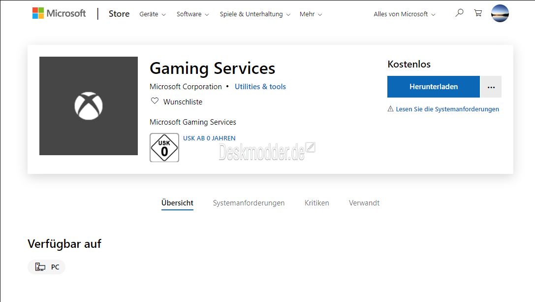 Gaming Services App installiert zwei neue Dienste unter Windows 10 für ...
