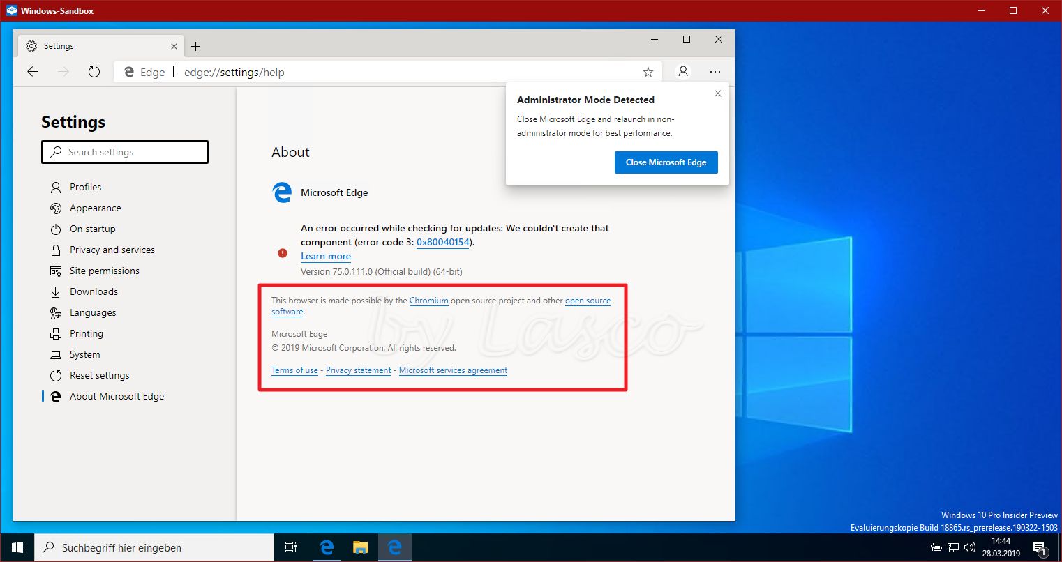 Microsoft Edge (Chromium) in der Windows 27 27 enthalten (Bei