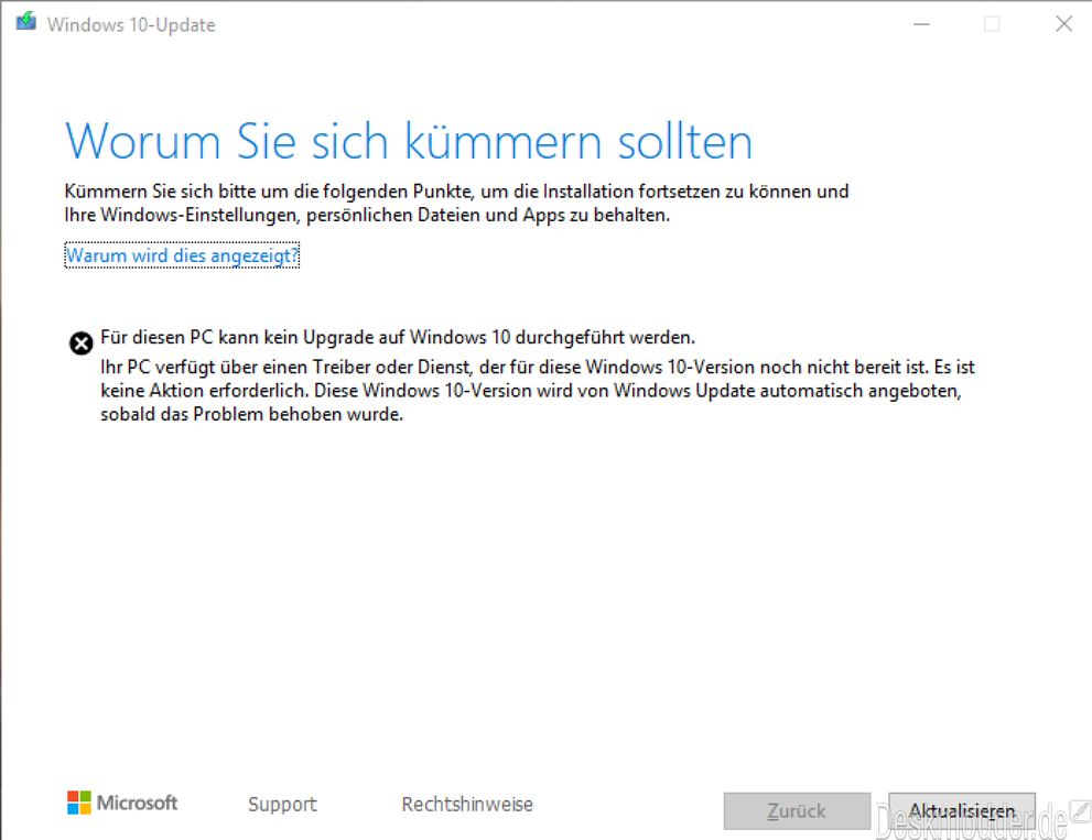 Für diesen pc kann kein upgrade auf windows 10 durchgeführt werden