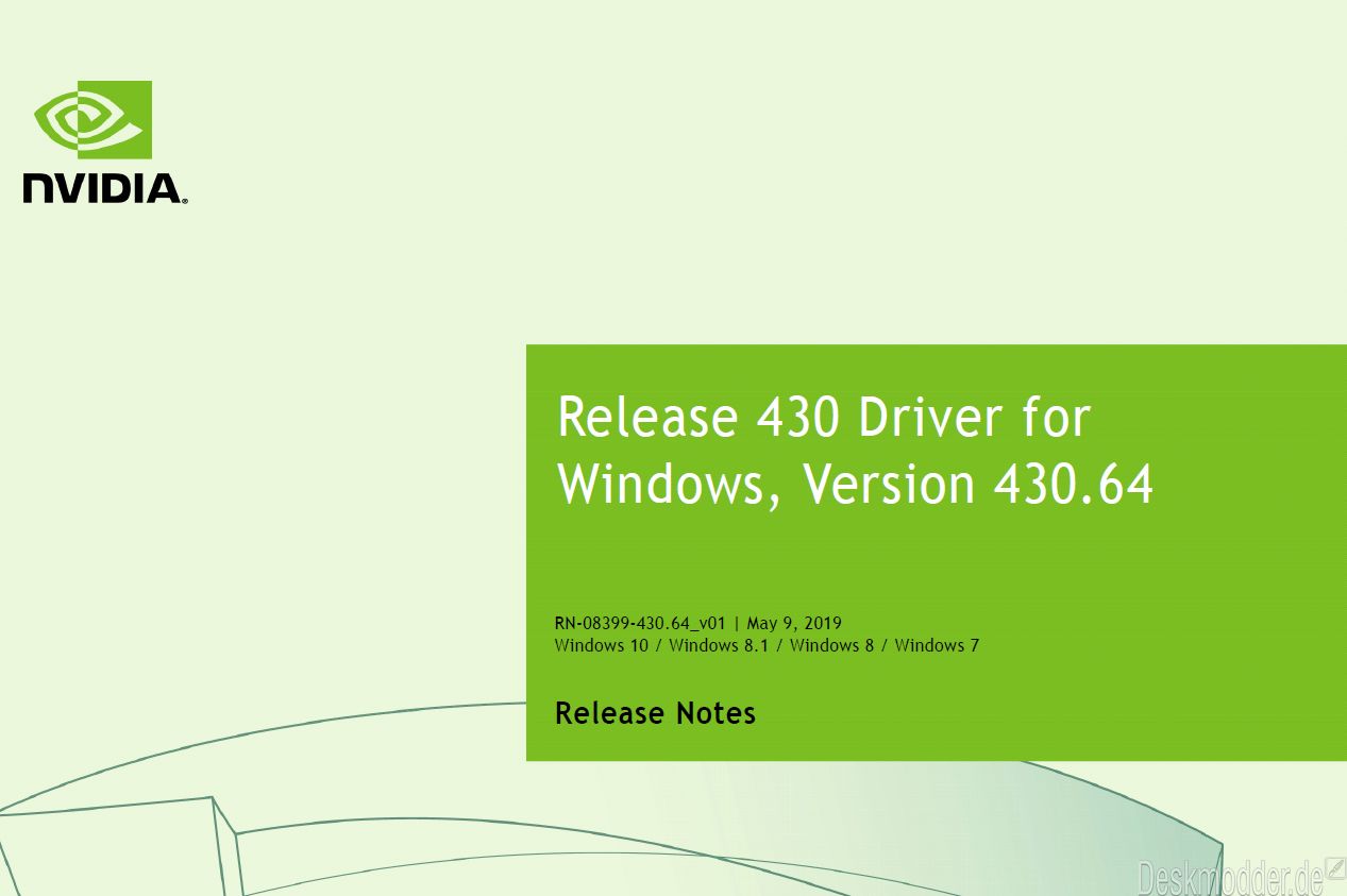 Geforce Treiber 430.64 WHQL mit einem Sicherheitsupdate steht zum