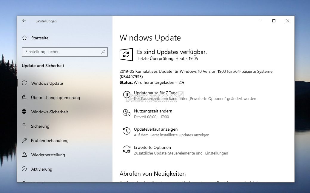 Kb4497935 Windows 10 1903 18362 145 Manueller Download Kb4498523 Als Ssu Kb4502374 Als Dynamisches Update Deskmodder De