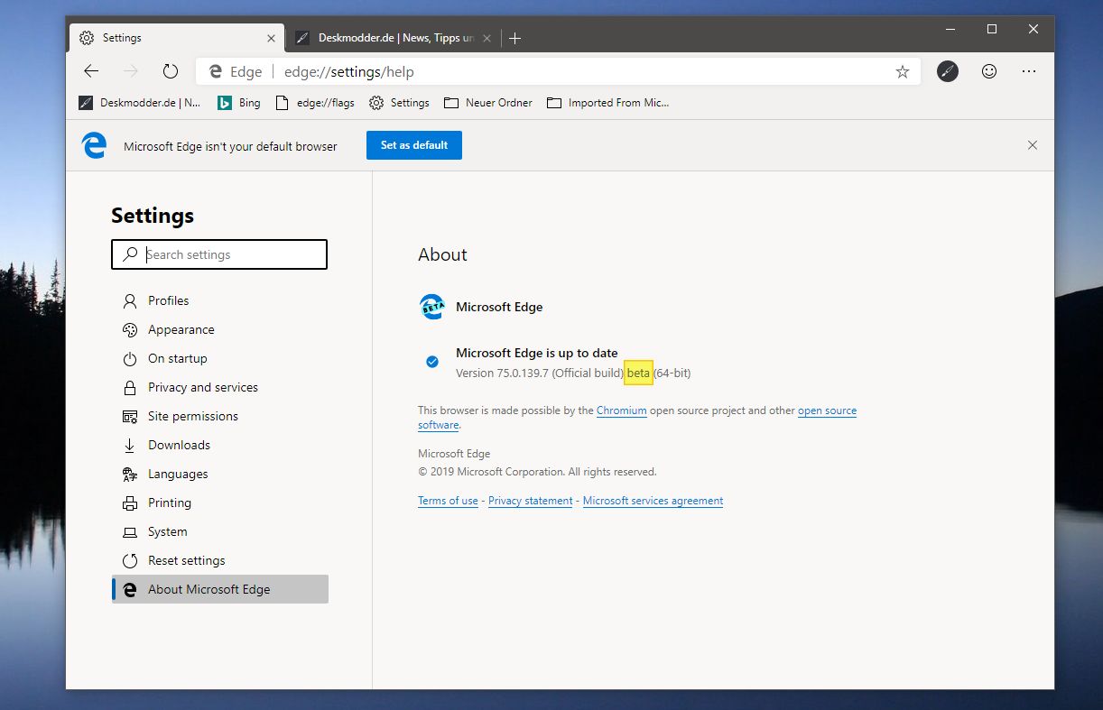 Beta vom Microsoft Edge (Chromium) steht zum Download bereit