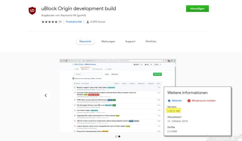 uBlock Origin Dev 1.22.5.102 wieder im Chrome Web Store - Deskmodder.de