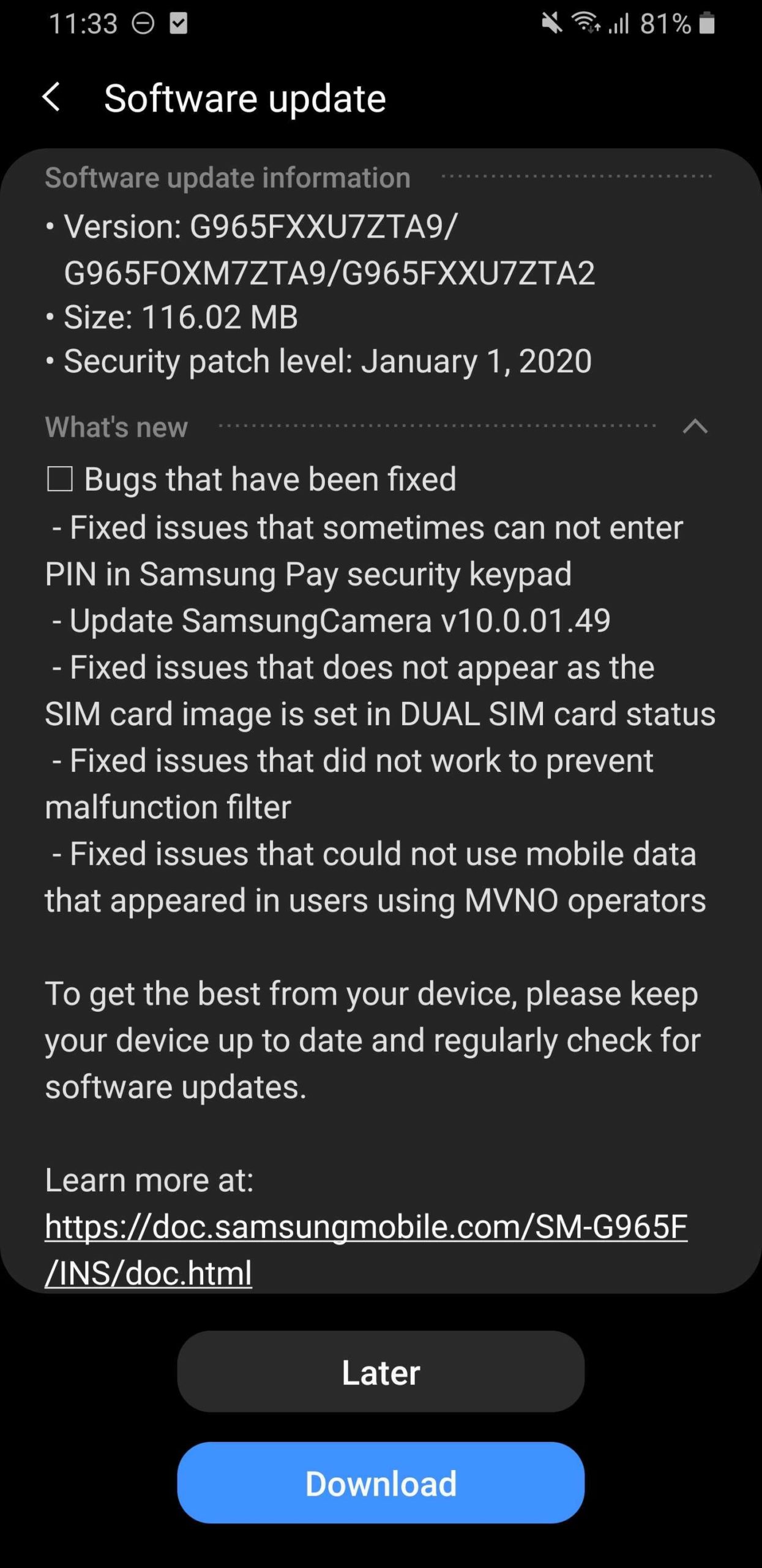 S9 Android 10 Beta