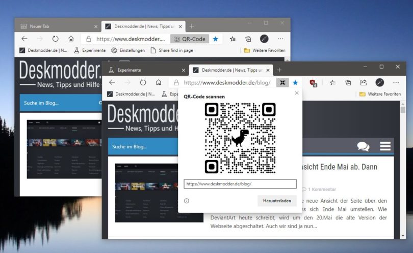 QR Code im Microsoft Edge aktivieren und nutzen - Deskmodder.de