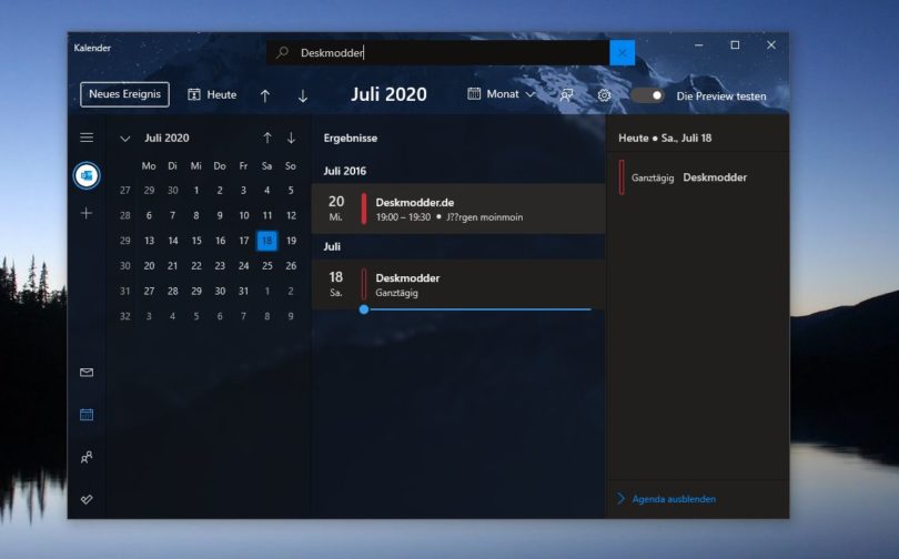 Windows 10 Kalender App mit neuen Funktionen [Update] - Deskmodder.de