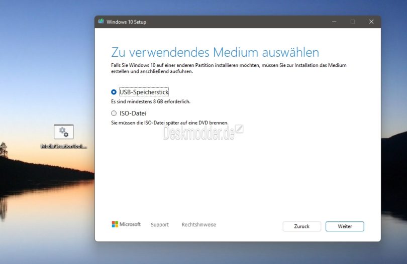 Windows 11 MediaCreationTool bat auch für Windows 10 21H2 (19044) und