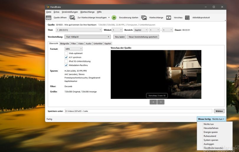 Handbrake 1.5.1 benötigt jetzt 6 sowie Windows 10 oder 11