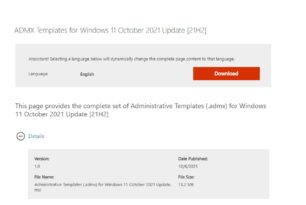 Windows 11 und Windows 10 ADMX Gruppenrichtlinien sind unterschiedlich