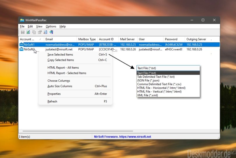 WinMailPassRec Windows Mail Passwörter und mehr auslesen Deskmodder.de