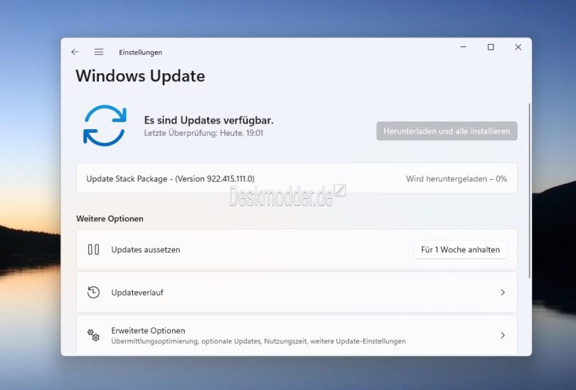 Update Stack Package 922.415.111.0 für die Windows 11 Insider ...