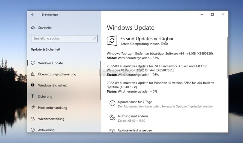 KB5017308 Windows 10 1904x 2006 Manueller Download Sicherheitsupdate September 2022 