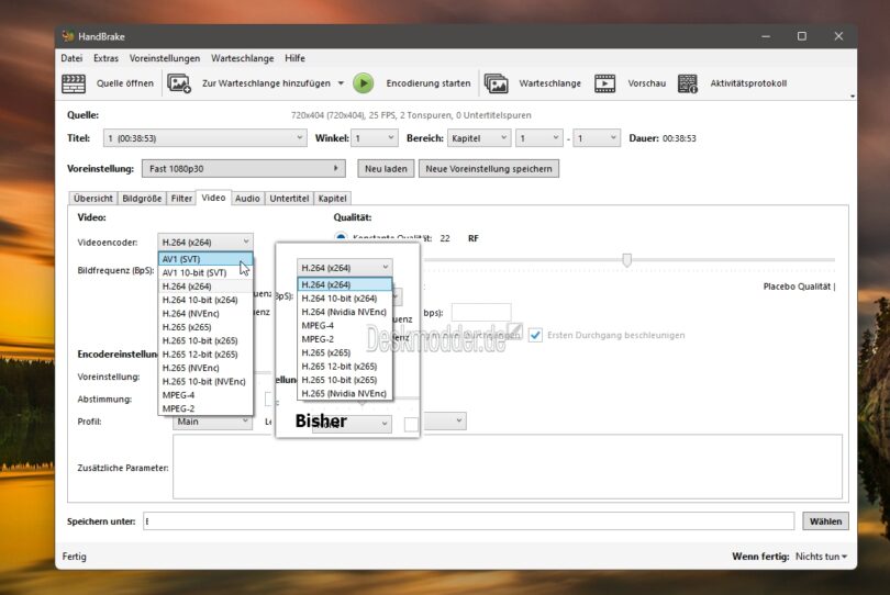 HandBrake 1.6.0 unterstützt jetzt AV1Videokodierung und weitere