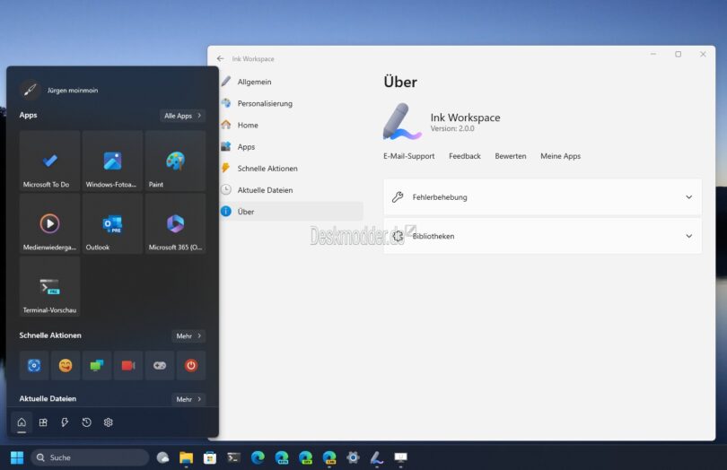 Ink Workspace 2.0 als Startmenü-Ersatz für Windows 11 oder 10 ...