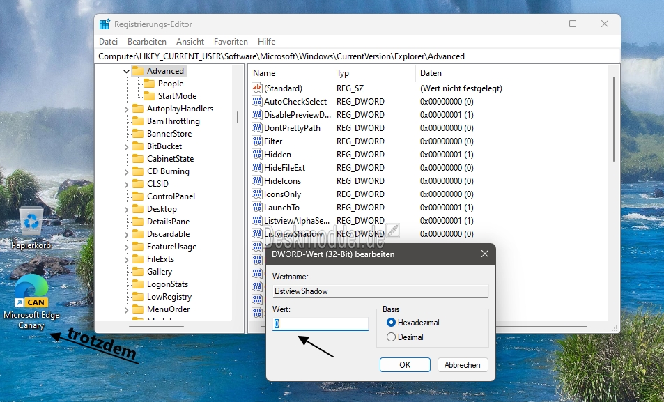Windows 11: Schatten der Schrift unter den Desktop-Icons entfernen  funktioniert nicht mehr ab Windows 11 23H2 [Update] 