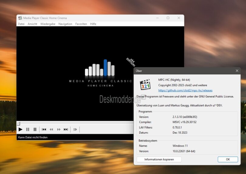 Media Player Classic MPCBE 1.6.11 und MPCHC 2.1.3.10 erschienen