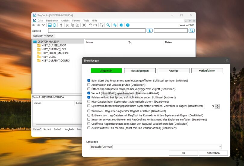 Regcool RegCool 2.0 ist erschienen - Registry sichern, vergleichen und vieles ...