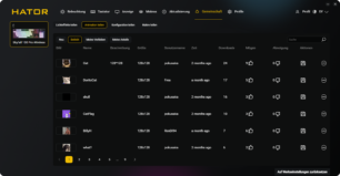 Die Hator PCSync Hub Software mit der Konfiguration einer Skyfall 100 Pro