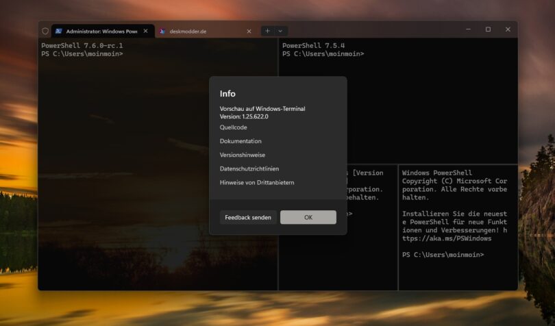 Windows Terminal 1.25.622.0 und 1.24.10621.0 wurden veröffentlicht ...
