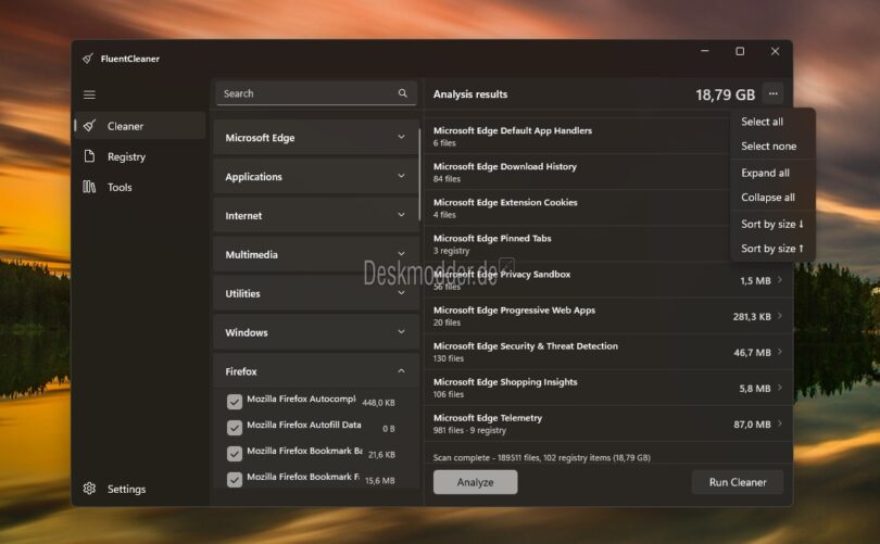 FluentCleaner - Moderner CCleaner in WinUI3 - Deskmodder.de