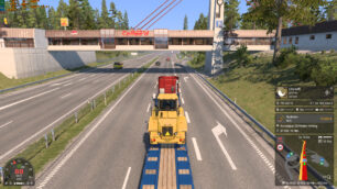 "Euro Truck Simulator 2" (2012) auf einer Autobahn mit einem Schwertransport