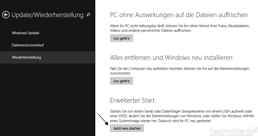 Windows Erweiterter Start Windows Erweiterter Start