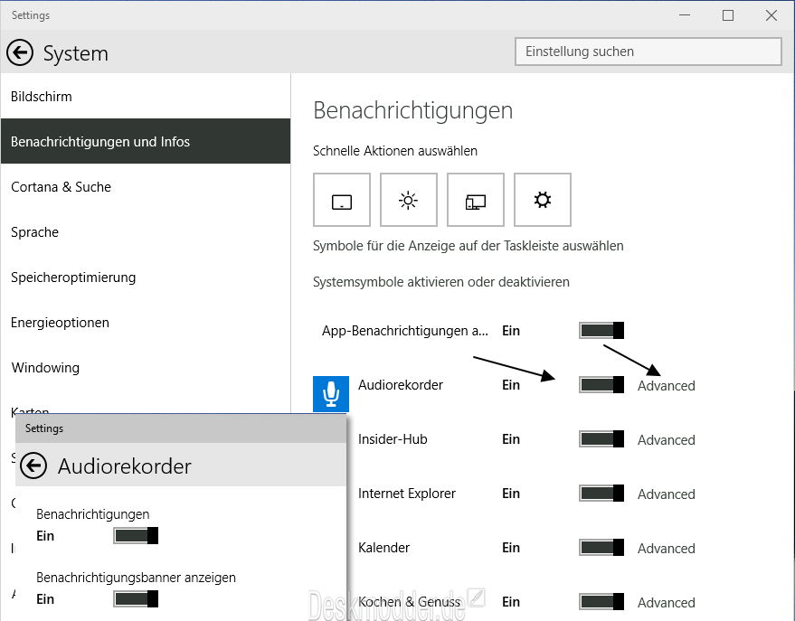 EINSTELLUNGEN BENACHRICHTIGUNGEN visual data 4