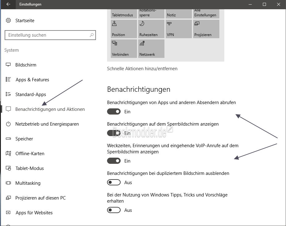 EINSTELLUNGEN BENACHRICHTIGUNGEN visual data 2