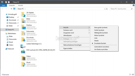 Automatische Anordnung im Datei Explorer deaktivieren Windows 10 ...