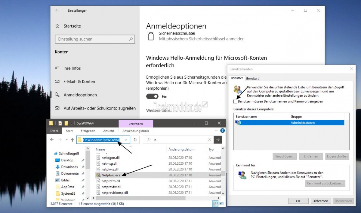 Datei:Netplwiz syswow64 Windwos 10.jpg Deskmodder Wiki
