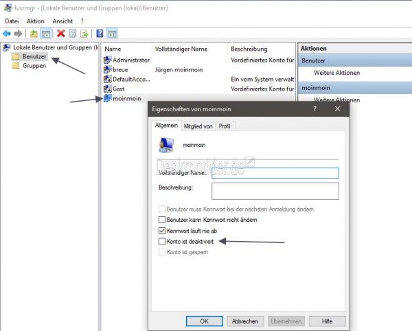 Benutzerkonto deaktivieren aktivieren Windows 10 Deskmodder Wiki
