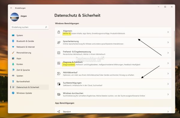 Datenschutz und App-Berechtigungen einstellen Windows 11 Deskmodder Wiki