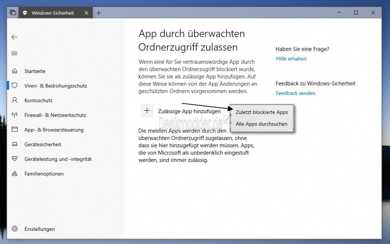 Datei:Ueberwachter Ordnerzugriff Ransomware Schutz Einstellungen Windows 10 002.jpg
