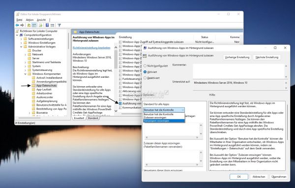 Falsche Berechtigung Für Windows Search-verzeichnisse Windows 11 Hintergrund App Berechtigung deaktivieren oder aktivieren Windows 11